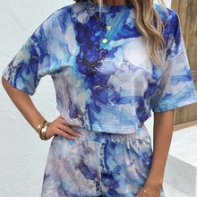 Load image into Gallery viewer, Printed Round Neck Dropped Shoulder Half Sleeve Top and Shorts Set
