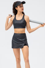 Load image into Gallery viewer, PU Leather Side Slit Athletic Skort
