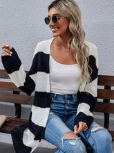Load image into Gallery viewer, Striped Open Front Rib-Knit Longline Cardigan
