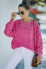 Load image into Gallery viewer, Acid Wash Dropped Shoulder Round Neck Sweatshirt
