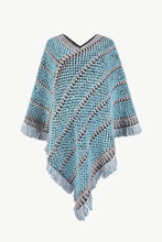 Load image into Gallery viewer, Heathered V-Neck Fringe Hem Poncho
