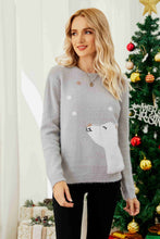 Load image into Gallery viewer, Animal Graphic Round Neck Fuzzy Sweater
