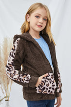 Load image into Gallery viewer, Kids Leopard Zip-Up Hooded Jacket with Pockets
