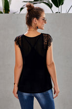 Load image into Gallery viewer, Eyelash Trim Spliced Lace V-Neck Tank
