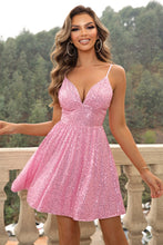 Load image into Gallery viewer, Sweetheart Neck Contrast Sequin Sleeveless Dress
