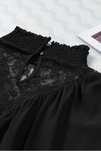 Load image into Gallery viewer, Spliced Lace Frilled Neck Blouse
