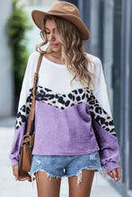 Load image into Gallery viewer, Leopard Color Block Waffle-Knit Top

