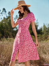 Load image into Gallery viewer, Floral Ruched Front Slit Dress

