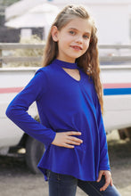 Load image into Gallery viewer, Girls Cutout Mock Neck Zip-Back Top
