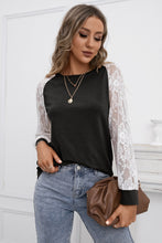 Load image into Gallery viewer, Lace Long Sleeve Contrast  Top
