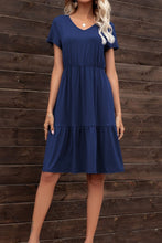 Load image into Gallery viewer, V-Neck Short Sleeve Tiered Dress
