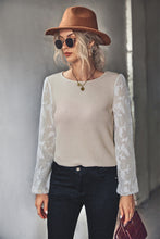 Load image into Gallery viewer, Waffle-Knit Puff Sleeve Spliced Top
