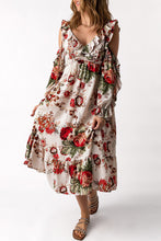 Load image into Gallery viewer, Floral Cold-Shoulder Ruffled Dress
