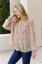 Load image into Gallery viewer, Mine and E&amp;M Full Size Printed Button Down Smocked Lantern Sleeve Blouse
