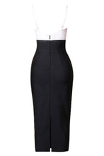 Load image into Gallery viewer, Two-Tone Gathered Detail Cutout Spaghetti Strap Bodycon Dress
