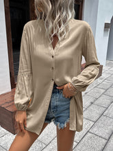 Load image into Gallery viewer, Double Take Notched Neck Balloon Sleeve Shirt
