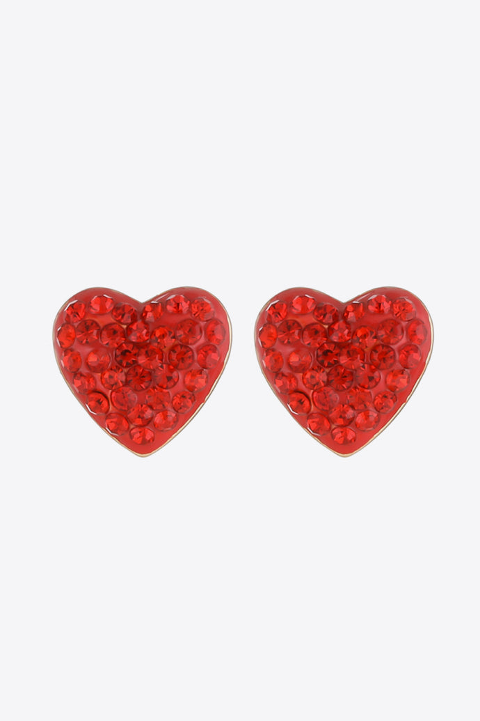 Rhinestone Heart Zinc Alloy Earrings