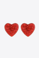 Rhinestone Heart Zinc Alloy Earrings