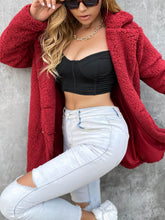 Load image into Gallery viewer, Buttoned Longline Sherpa Jacket
