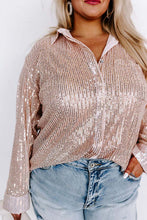Load image into Gallery viewer, Plus Size Sequin Long Sleeve Shirt
