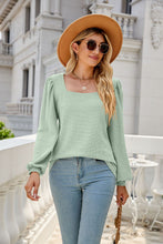Load image into Gallery viewer, Waffle-Knit Puff Sleeve Square Neck Top
