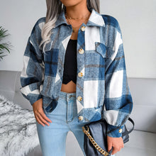 Load image into Gallery viewer, Plaid Button Cuff Long Sleeve Jacket
