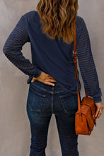 Load image into Gallery viewer, Sheer Striped Raglan Sleeve V-Neck Top
