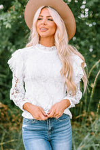 Load image into Gallery viewer, Ruffled Zip-Back Lace Blouse
