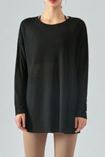 Load image into Gallery viewer, Round Neck Slit Sheer Tunic Sports Top

