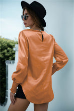 Load image into Gallery viewer, Ruched Round Neck Keyhole Back Blouse
