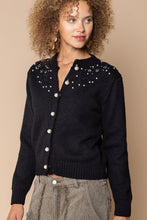Load image into Gallery viewer, POL Bead Detail Ribbed Trim Cardigan
