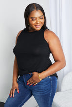 Load image into Gallery viewer, Zenana Full Size Round Neck Tunic Tank Top in Black
