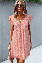 Load image into Gallery viewer, Printed V-Neck Flutter Sleeve Dress
