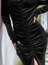Load image into Gallery viewer, Ruched Drawstring Detail Long Sleeve Dress

