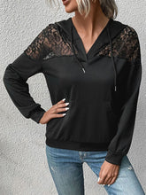 Load image into Gallery viewer, Lace Trim Dropped Shoulder Hoodie
