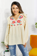 ODDI Full Size Just Like Mama Embroidered Blouse