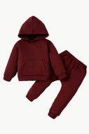 Kids Textured Pocketed Hoodie and Joggers Set