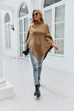 Load image into Gallery viewer, Handkerchief Hem Turtleneck Poncho Sweater
