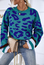 Load image into Gallery viewer, Leopard Round Neck Long Sleeve Sweater
