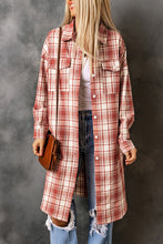 Load image into Gallery viewer, Plaid Button-Up Longline Shacket with Breast Pockets

