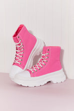 Load image into Gallery viewer, Berness Stick To It Platform Lace-Up Booties in Hot Pink
