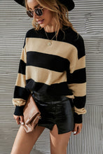 Load image into Gallery viewer, Two-Tone Striped Dropped Shoulder Sweater
