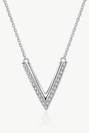Sterling Silver V Letter Pendant Necklace DIBS 7007