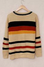 Load image into Gallery viewer, Striped Open Front Dropped Shoulder Longline Cardigan
