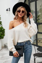 Load image into Gallery viewer, Boat Neck Horizontal Ribbing Dolman Sleeve Sweater
