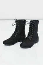 Load image into Gallery viewer, Forever Link Rhinestone Lace-Up Combat Booties
