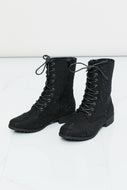Forever Link Rhinestone Lace-Up Combat Booties