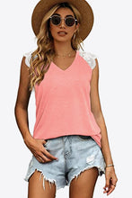 Load image into Gallery viewer, Spliced Lace Curved Hem Blouse
