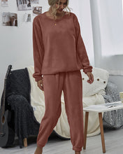 Load image into Gallery viewer, Dropped Shoulder Teddy Lounge Set
