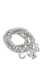 Load image into Gallery viewer, Multiple Charm Beads Stretchable Bracelet | DIBS 499 PINK OR SILVER
